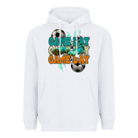 White Game day lightning bolt soccer Heavyweight Hoodie - HowdyJamesFarm