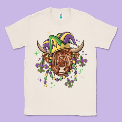 Mardi Gras Cow Classic Tee Designed By Maliassmallbusiness