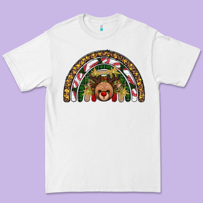 Reindeer Rainbow Christmas Premium Tee Designed By Adodesignshop
