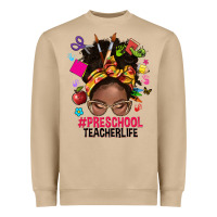Mushroom preschool teacher life afro messy bun Heavyweight Sweatshirt - NancyCooperArtShop