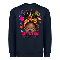 Navy preschool teacher life afro messy bun Heavyweight Sweatshirt - NancyCooperArtShop