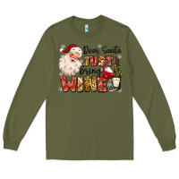 Army Green dear santa just bring wine Long Sleeve Tee - MaliasSmallBusiness