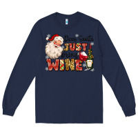 Navy dear santa just bring wine Long Sleeve Tee - MaliasSmallBusiness