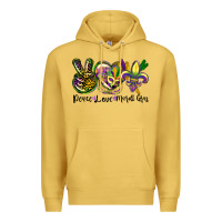 Antique Gold peace love mardi gras Premium Hoodie - CowGirlArtShop