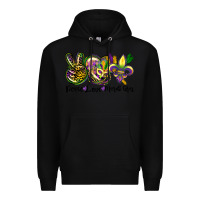 Black peace love mardi gras Premium Hoodie - CowGirlArtShop