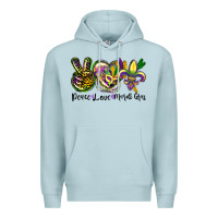 Blue Mist peace love mardi gras Premium Hoodie - CowGirlArtShop