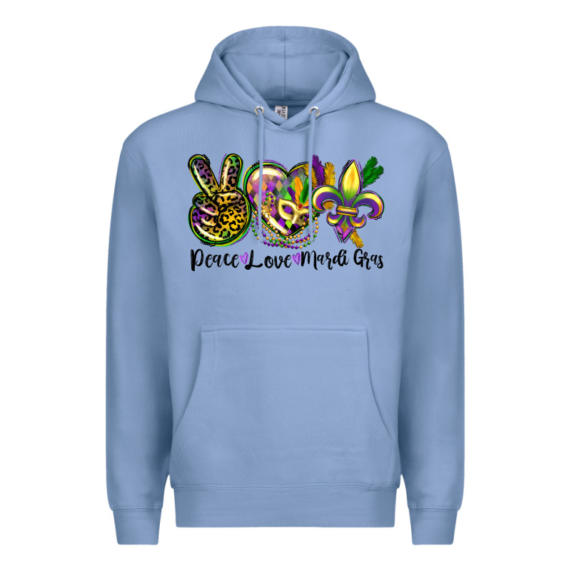 Peace Love Mardi Gras Premium Hoodie by CowGirlArtShop | Teevron
