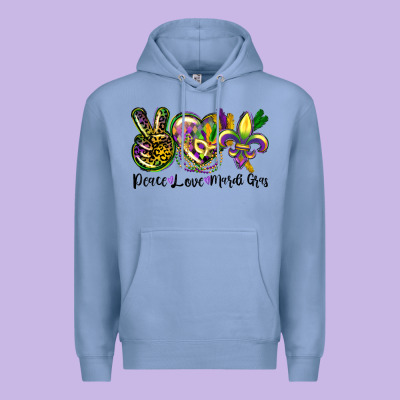 Peace Love Mardi Gras Premium Hoodie Designed By Cowgirlartshop