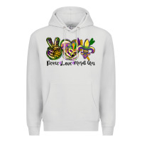 Dove Grey peace love mardi gras Premium Hoodie - CowGirlArtShop