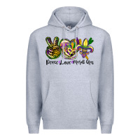 Heather Grey peace love mardi gras Premium Hoodie - CowGirlArtShop