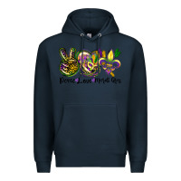 Navy peace love mardi gras Premium Hoodie - CowGirlArtShop