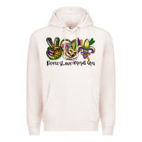 Pale Pink peace love mardi gras Premium Hoodie - CowGirlArtShop