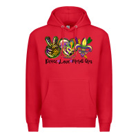 Red peace love mardi gras Premium Hoodie - CowGirlArtShop