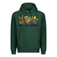 Sports Green peace love mardi gras Premium Hoodie - CowGirlArtShop
