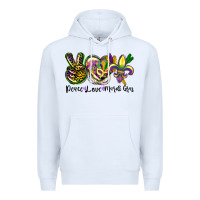 White peace love mardi gras Premium Hoodie - CowGirlArtShop