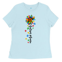 Baby Blue autism mama sunflower black Ladies Tee - JahusDesignShop