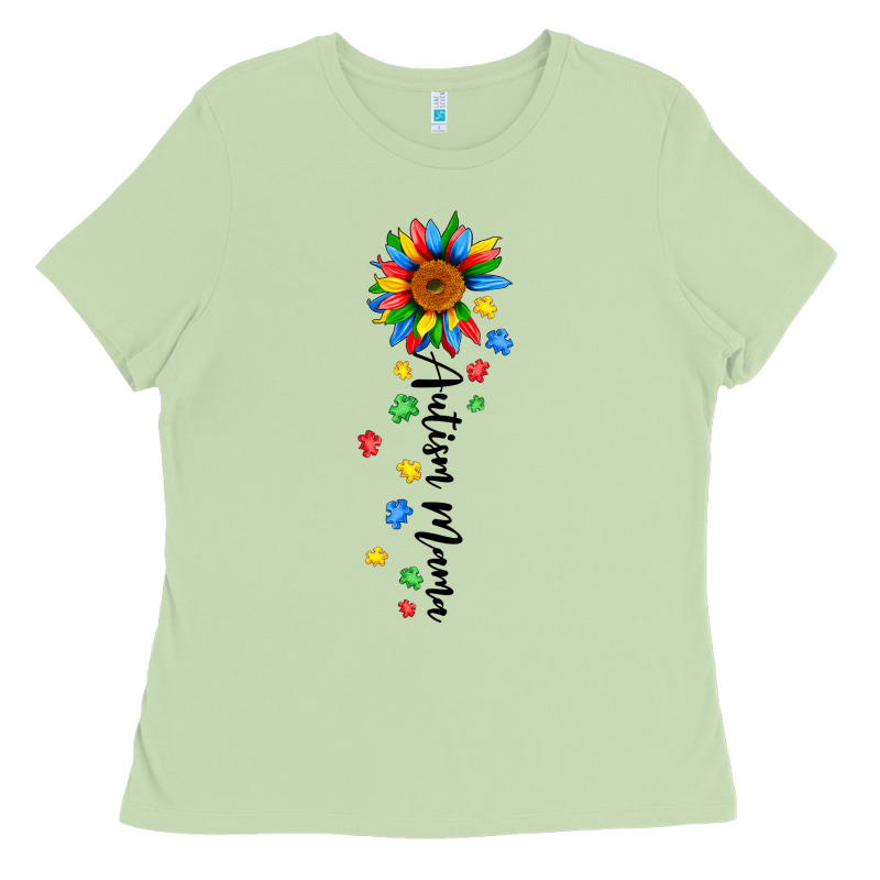 Autism Mama Sunflower Black Ladies Tee by JahusDesignShop | Teevron