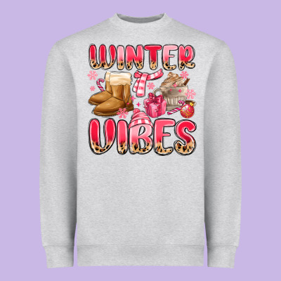 Pink Winter Vibes Heavyweight Sweatshirt Designed By Maliassmallbusiness