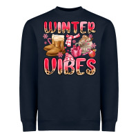 Navy pink winter vibes Heavyweight Sweatshirt - MaliasSmallBusiness