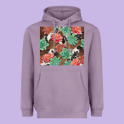 Succulents And Cowhide Heavyweight Hoodie Designed By Tumblerdesignbyshophia