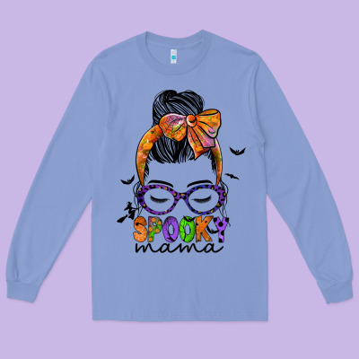 Spooky Mama Long Sleeve Tee Designed By Jahusdesignshop