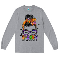 Heather Grey spooky mama Long Sleeve Tee - JahusDesignShop