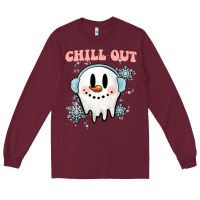 Burgundy chill out christmas snowman Long Sleeve Tee - MaliasSmallBusiness