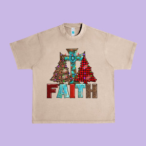 Cross And Christmas Trees Urban Heavy Tee Designed By Adodesignshop