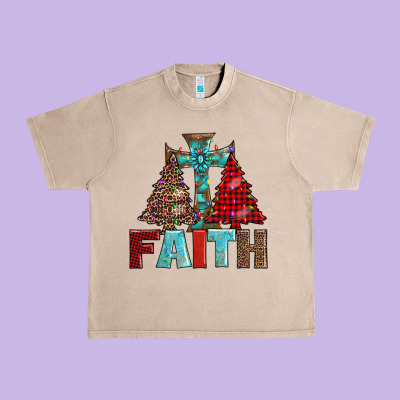 Cross And Christmas Trees Urban Heavy Tee Designed By Adodesignshop