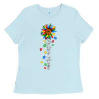 Baby Blue autism mama sunflower white Ladies Tee - JahusDesignShop