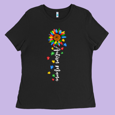 Autism Mama Sunflower White Ladies Tee Designed By Jahusdesignshop