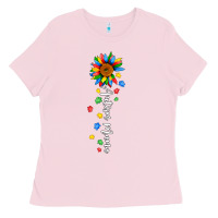 Bubblegum Pink autism mama sunflower white Ladies Tee - JahusDesignShop