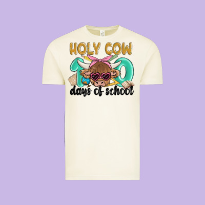 Holy Cow 100 Days Of School Vintage Tee Designed By Maliassmallbusiness