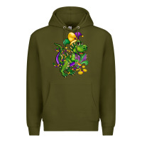 Army Green mardi gras trex Premium Hoodie - CowGirlArtShop