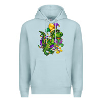 Blue Mist mardi gras trex Premium Hoodie - CowGirlArtShop