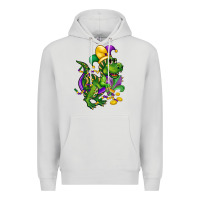 Dove Grey mardi gras trex Premium Hoodie - CowGirlArtShop