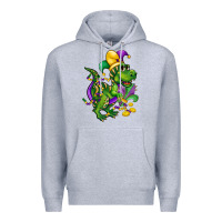 Heather Grey mardi gras trex Premium Hoodie - CowGirlArtShop