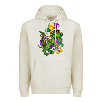 Oatmeal Heather mardi gras trex Premium Hoodie - CowGirlArtShop