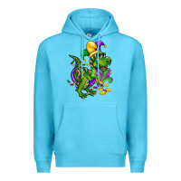 Ocean Blue mardi gras trex Premium Hoodie - CowGirlArtShop