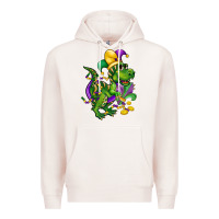 Pale Pink mardi gras trex Premium Hoodie - CowGirlArtShop