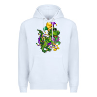 White mardi gras trex Premium Hoodie - CowGirlArtShop