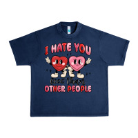 Navy i hate you less than other people Urban Heavy Tee - MaliasSmallBusiness