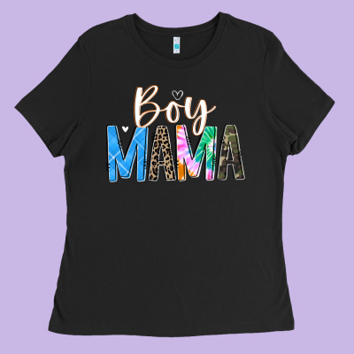Boy Mama  Black Ladies Tee Designed By Jahusdesignshop