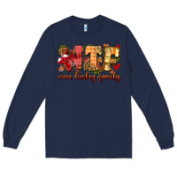 Navy funny thanksgiving wine turkey family Long Sleeve Tee - MaliasSmallBusiness