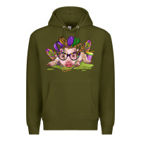 Army Green mardi gras pig Premium Hoodie - CowGirlArtShop
