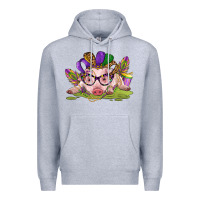 Heather Grey mardi gras pig Premium Hoodie - CowGirlArtShop
