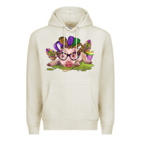 Oatmeal Heather mardi gras pig Premium Hoodie - CowGirlArtShop