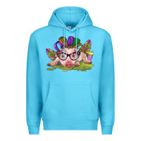 Ocean Blue mardi gras pig Premium Hoodie - CowGirlArtShop