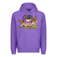 Purple mardi gras pig Premium Hoodie - CowGirlArtShop