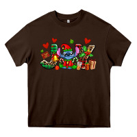 Chocolate Brown joy with christmas elf stitch Heavy Core Tee - AdoDesignShop